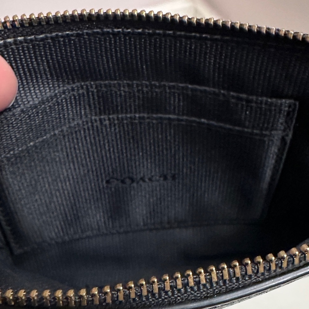 Coach Embossed Black Leather Wristlet - Picture 4 of 6